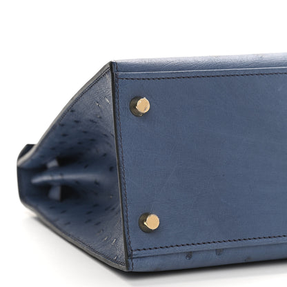 Hermes Ostrich Kelly Sellier 28 Bleu Roi 8 of 15