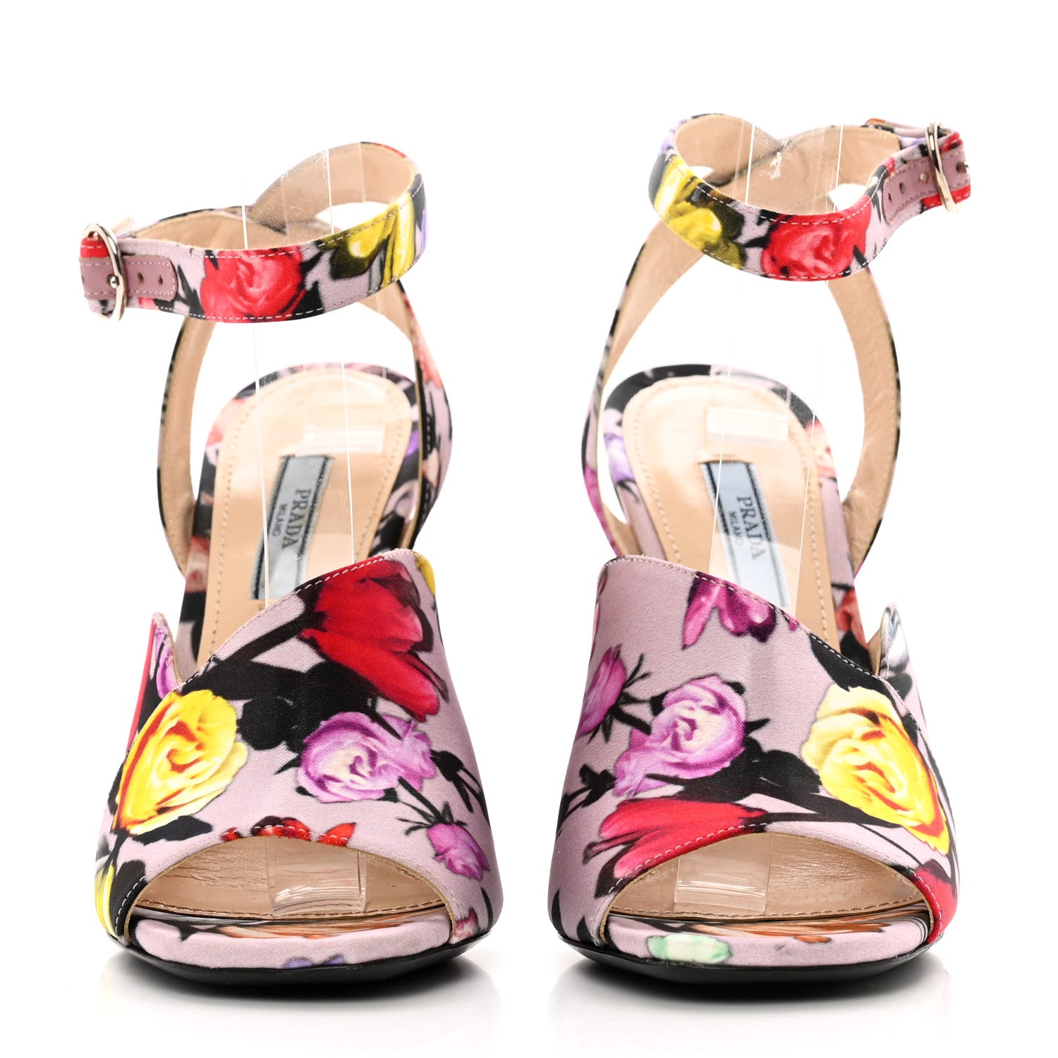 Prada Satin Ankle Wrap Duchesse Little Flowers Sandals 36 Multicolor 2 of 7