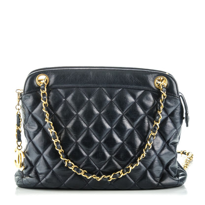Chanel Lambskin Quilted CC Shoulder Bag Navy Blue 1 of 8