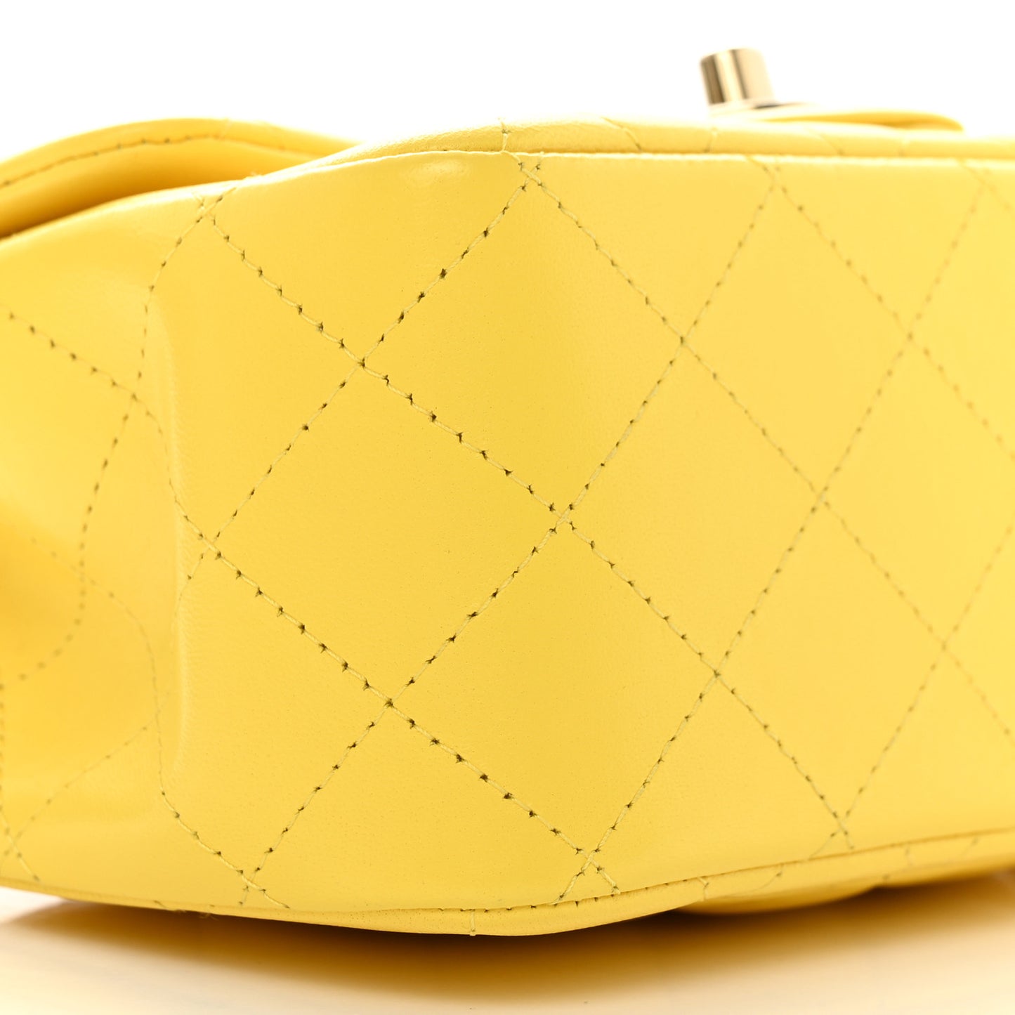 Lambskin Quilted Mini Square Flap Yellow