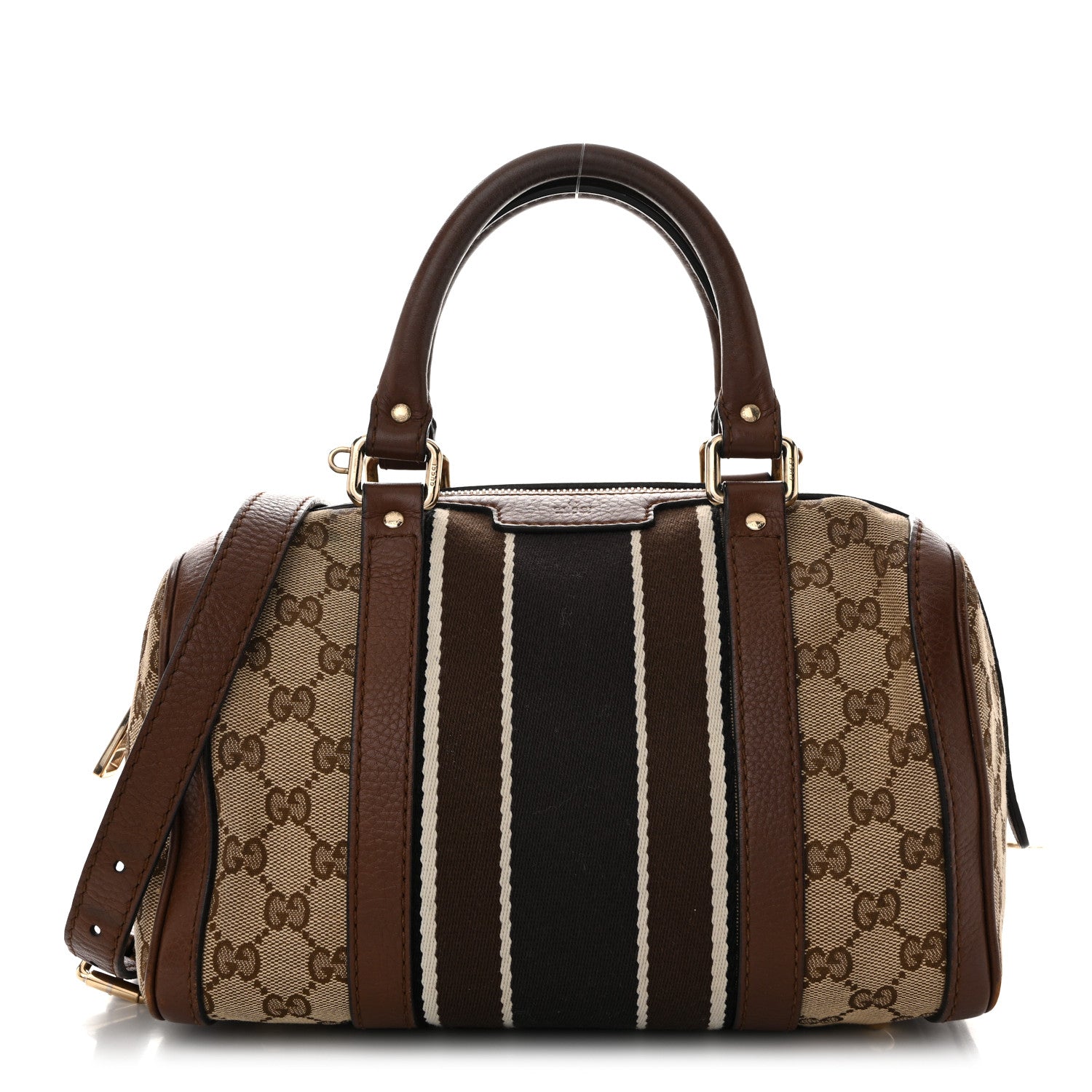 Gucci Monogram Vintage Web Small Boston Brown 1 of 16