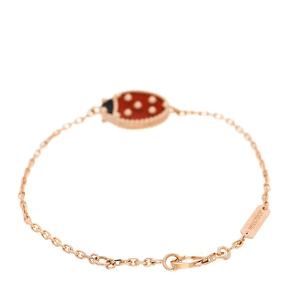 Van Cleef & Arpels 18K Rose Gold Carnelian Onyx Lucky Spring Closed Wing Ladybug Bracelet 2 of 4