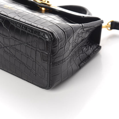 Mulberry Calfskin Crocodile Embossed Micro Seaton Black 9 of 9