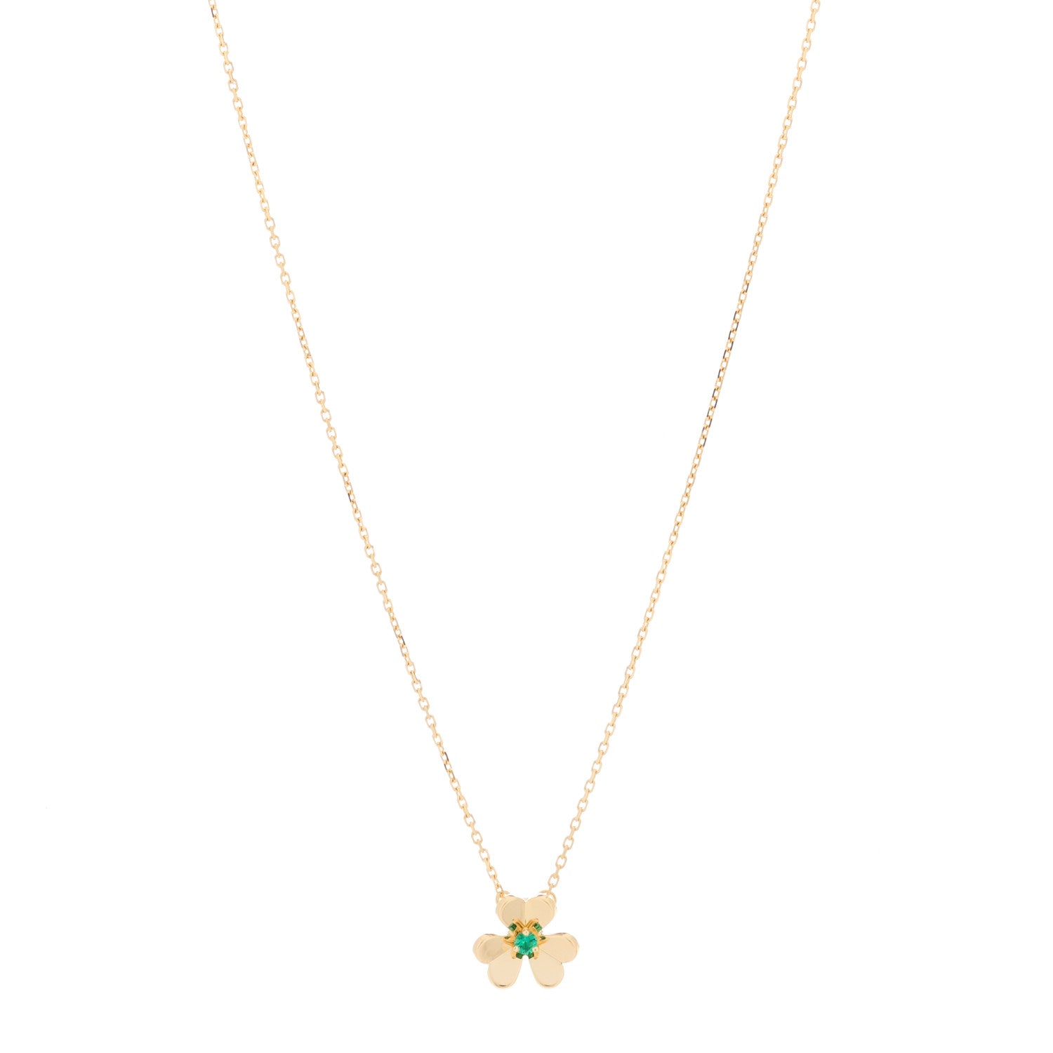 Van Cleef & Arpels 18K Yellow Gold Emerald Mini Frivole Pendant Necklace 1 of 4