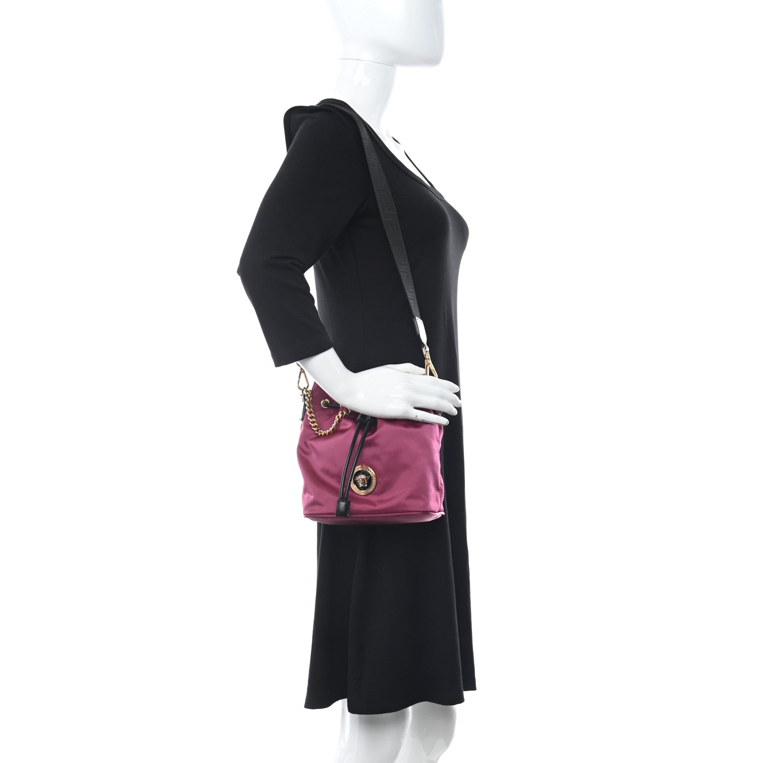 Versace Nylon Medusa Bucket Bag Dahlia Black 2 of 10