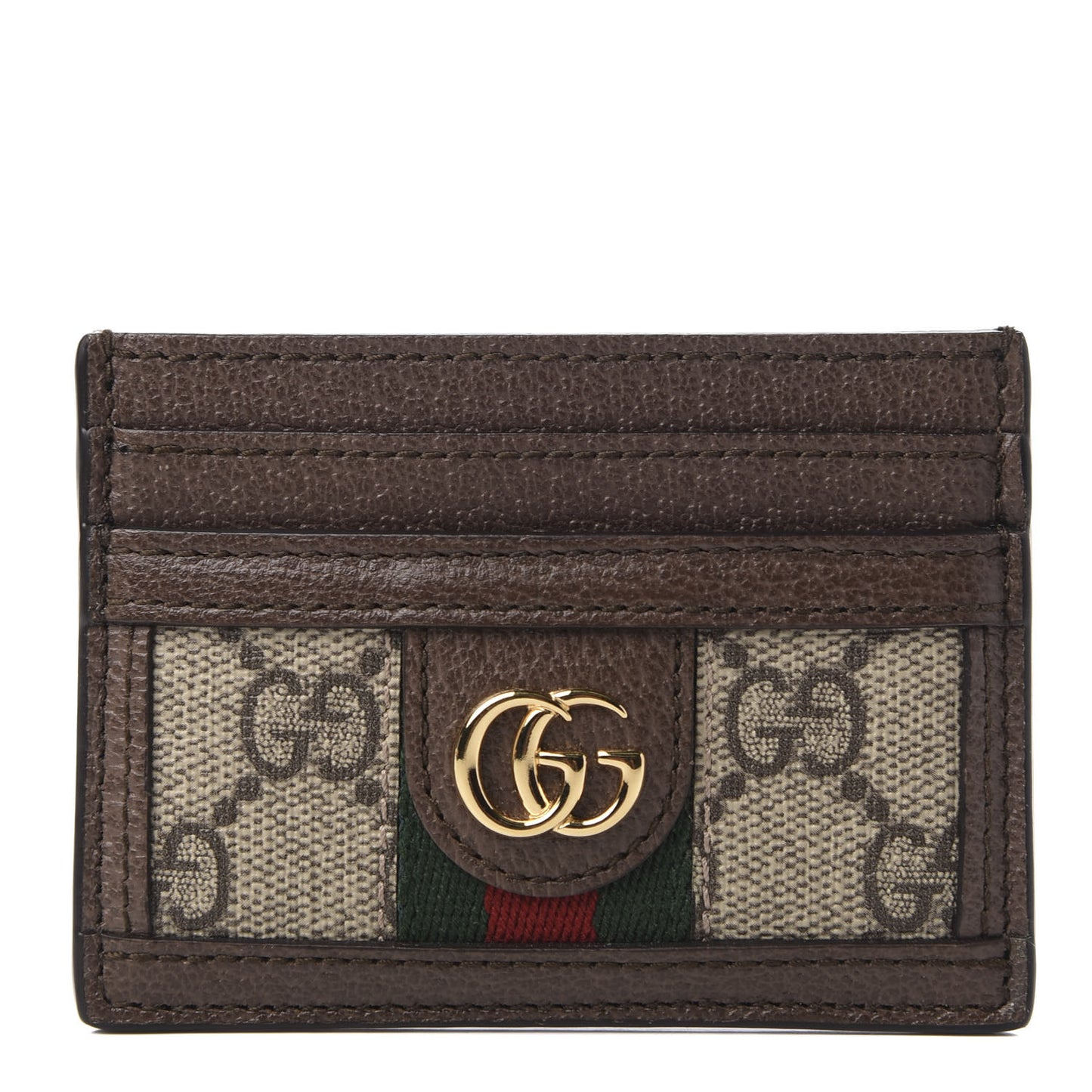 GG Supreme Monogram Ophidia Card Holder Brown