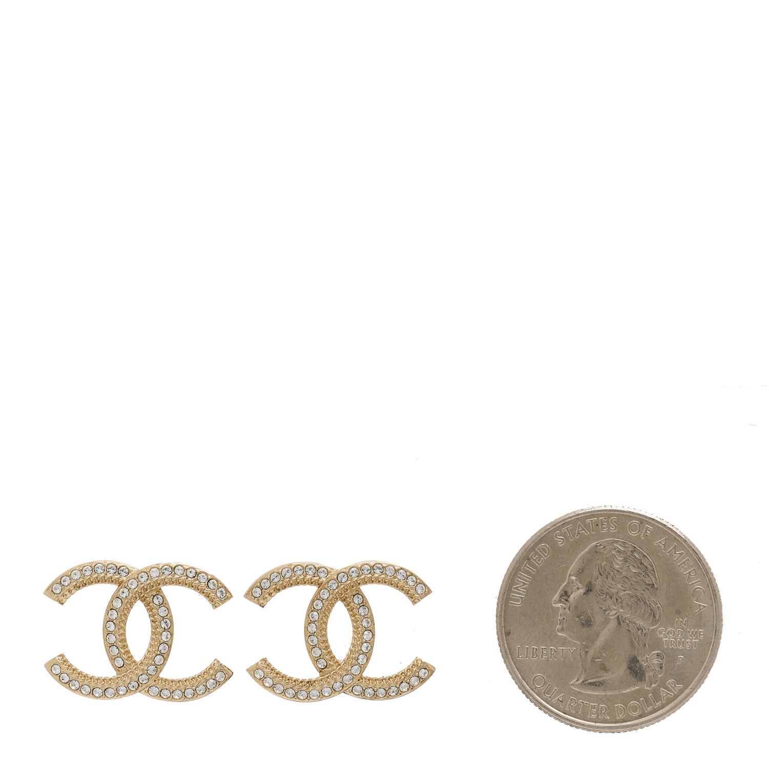 Chanel Crystal Large CC Earrings Gold 2 of 5