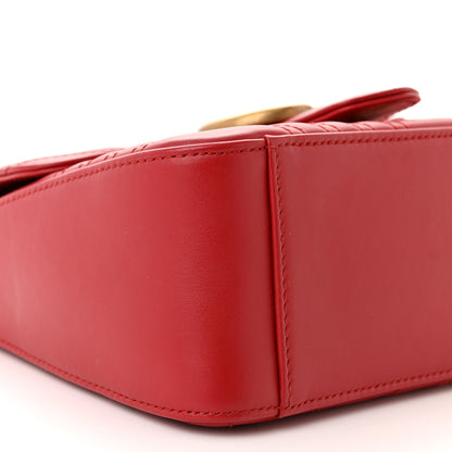 Gucci Calfskin Matelasse Mini GG Marmont Top Handle Shoulder Bag Hibiscus Red 9 of 12
