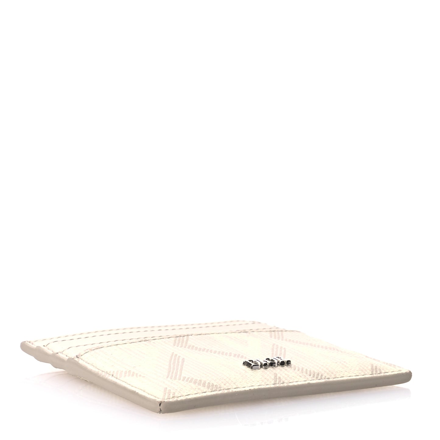 Calfskin CD Diamond Canvas Card Holder Natural