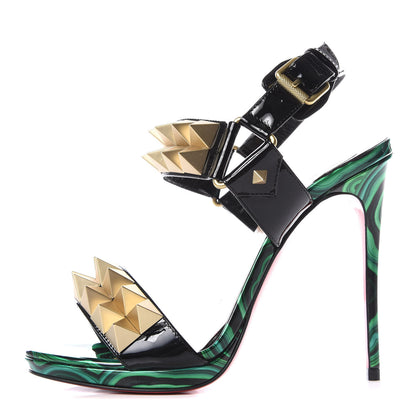 Christian Louboutin Patent Malachite Miziggoo Spiked 120 Sandals 36 Vert 1 of 7