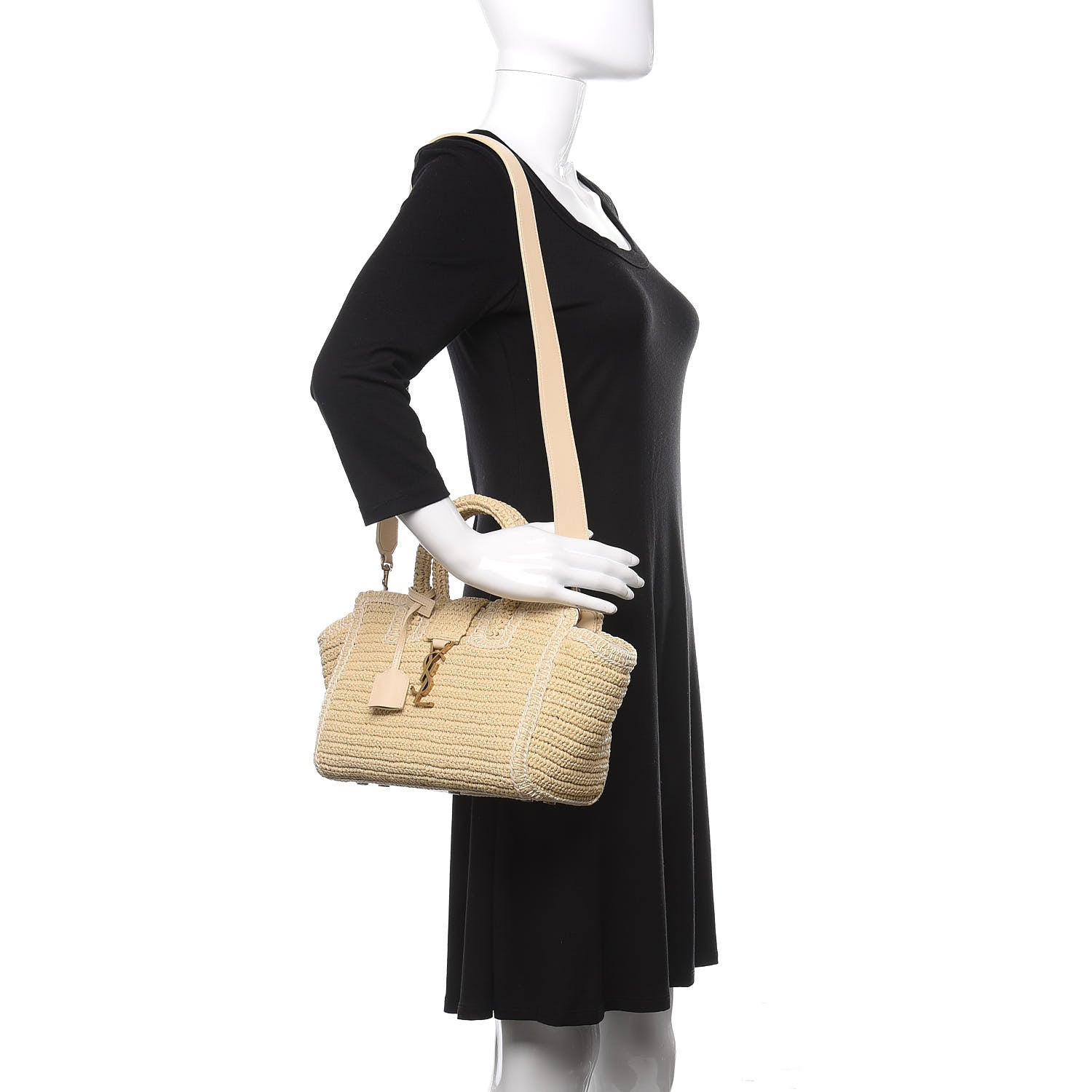 Saint Laurent Raffia Baby Monogram Downtown Cabas Naturale 2 of 9