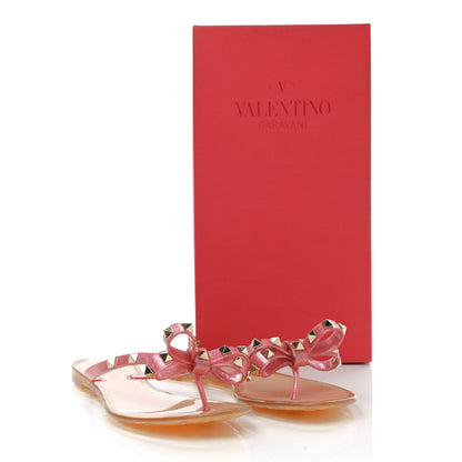 Valentino Garavani PVC Jelly Glitter Rockstud Bow Thong Sandals 38 Pink 8 of 8