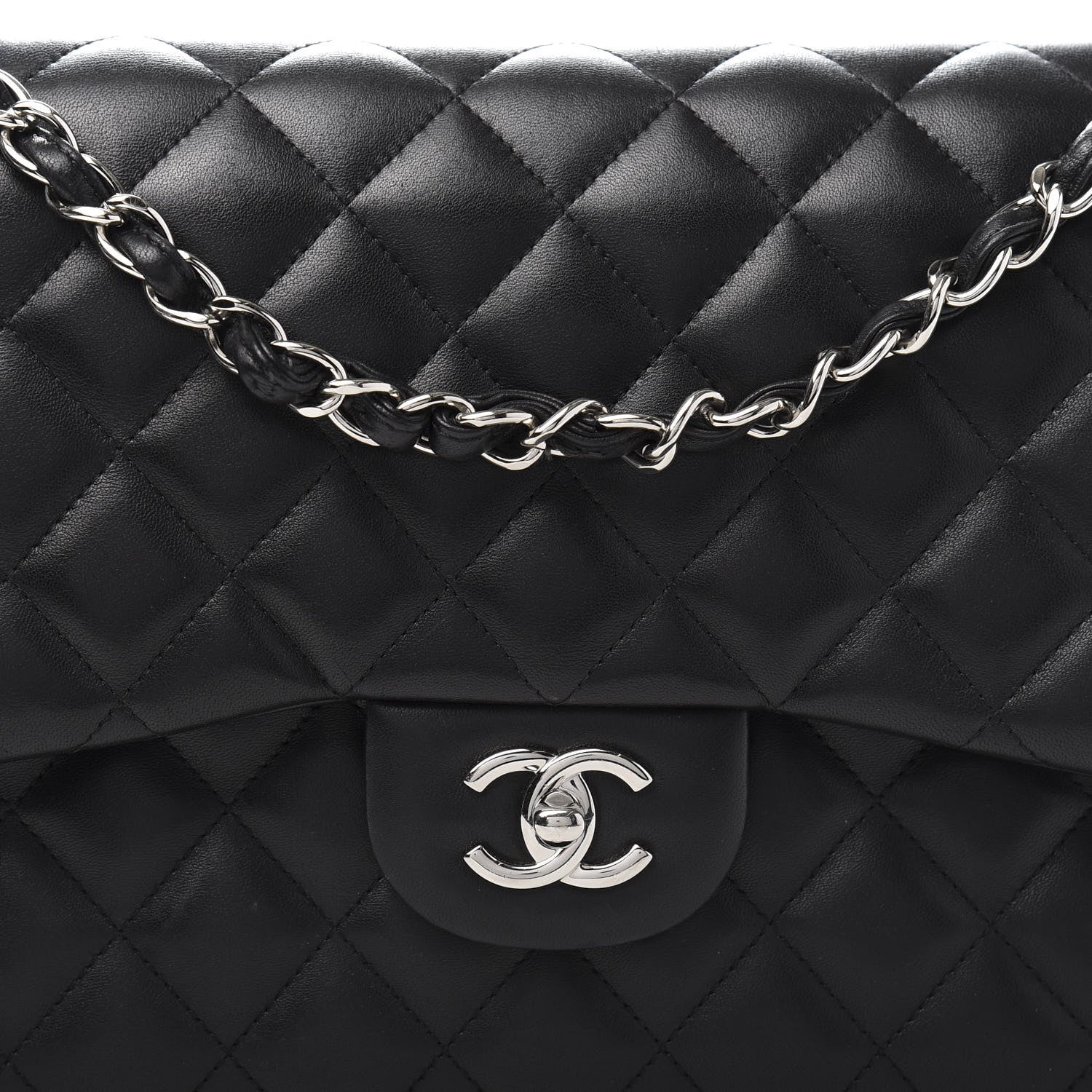Chanel Lambskin Quilted Jumbo Double Flap Black 13 of 14
