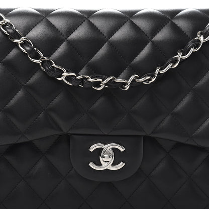 Chanel Lambskin Quilted Jumbo Double Flap Black 13 of 14