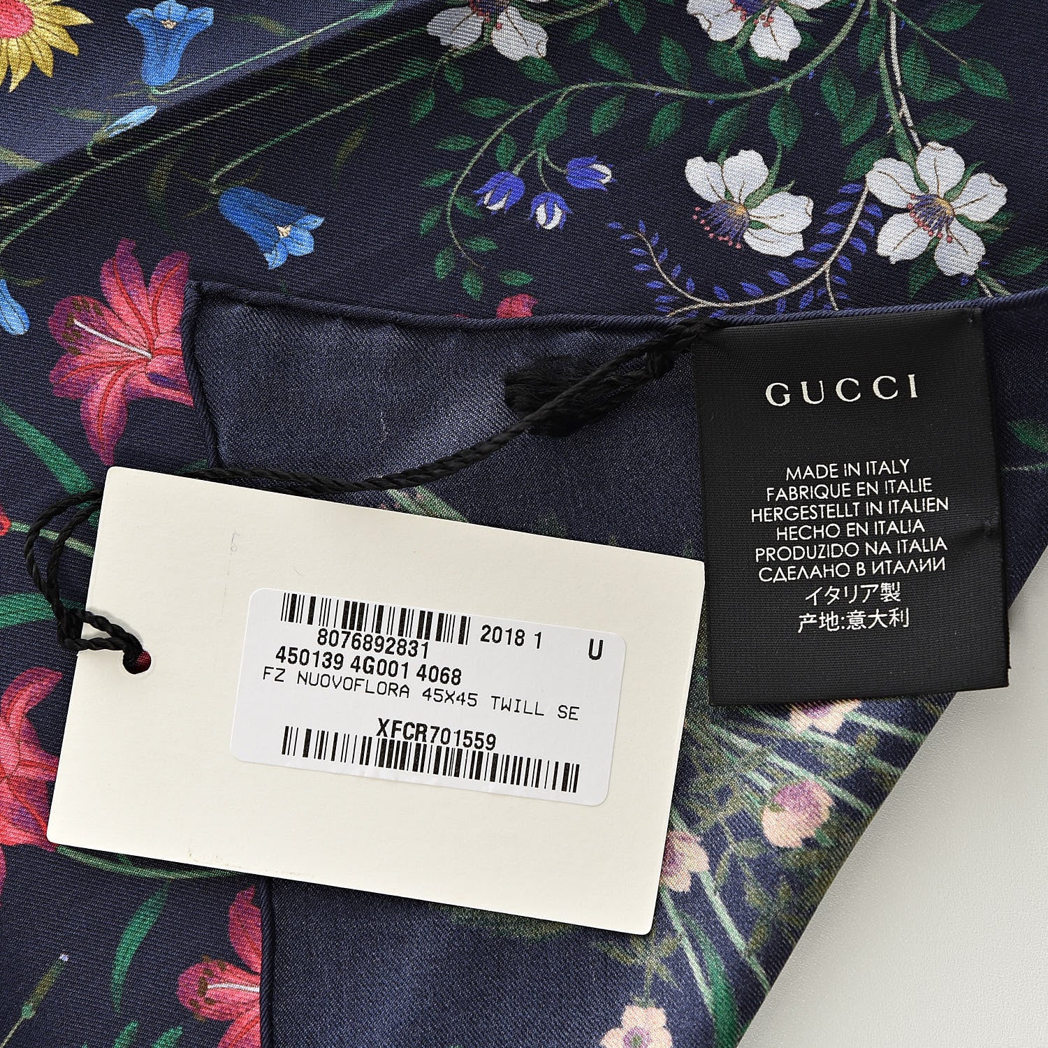 Gucci Silk Twill Nuovoflora Square Handkerchief Midnight Blue Blue 5 of 6