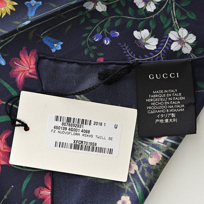 Gucci Silk Twill Nuovoflora Square Handkerchief Midnight Blue Blue 5 of 6
