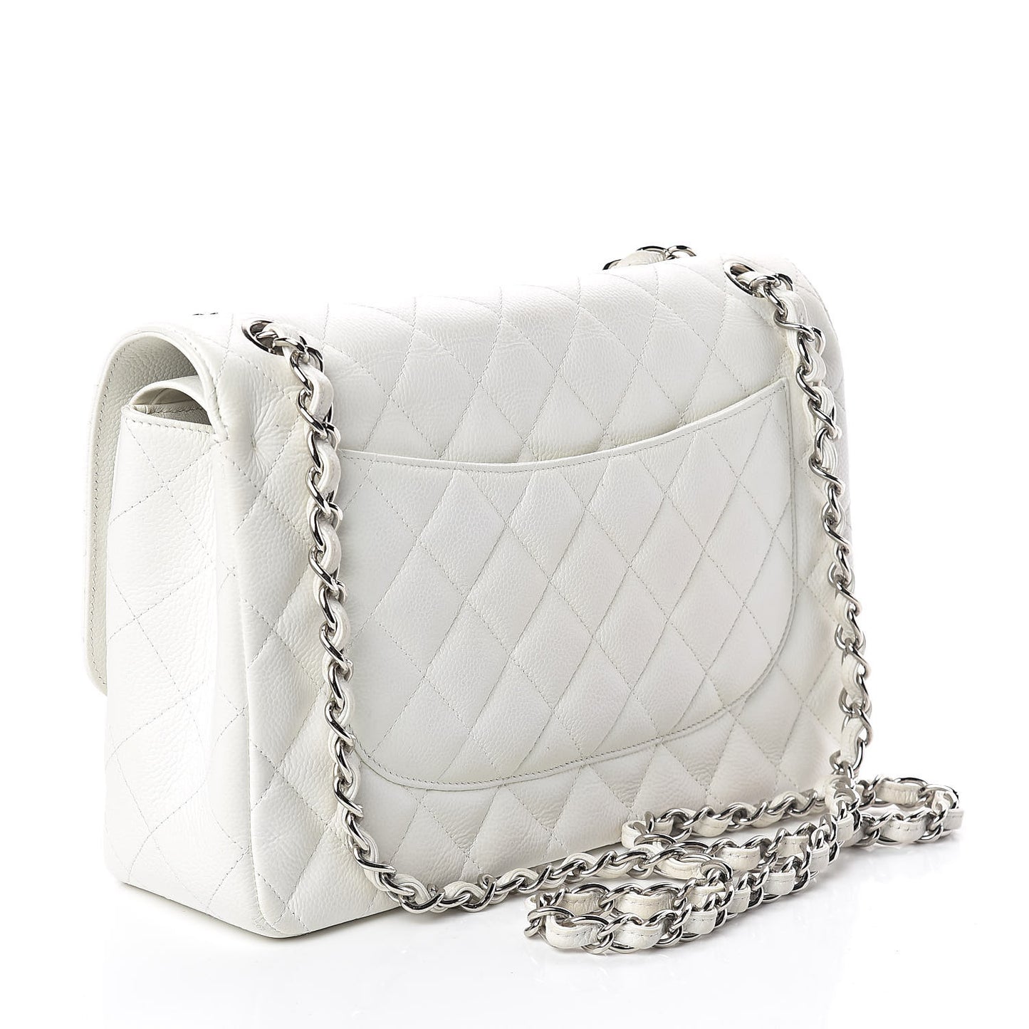 Caviar Quilted Jumbo Double Flap White