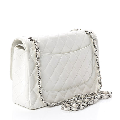 Chanel Caviar Quilted Jumbo Double Flap White 3 of 10