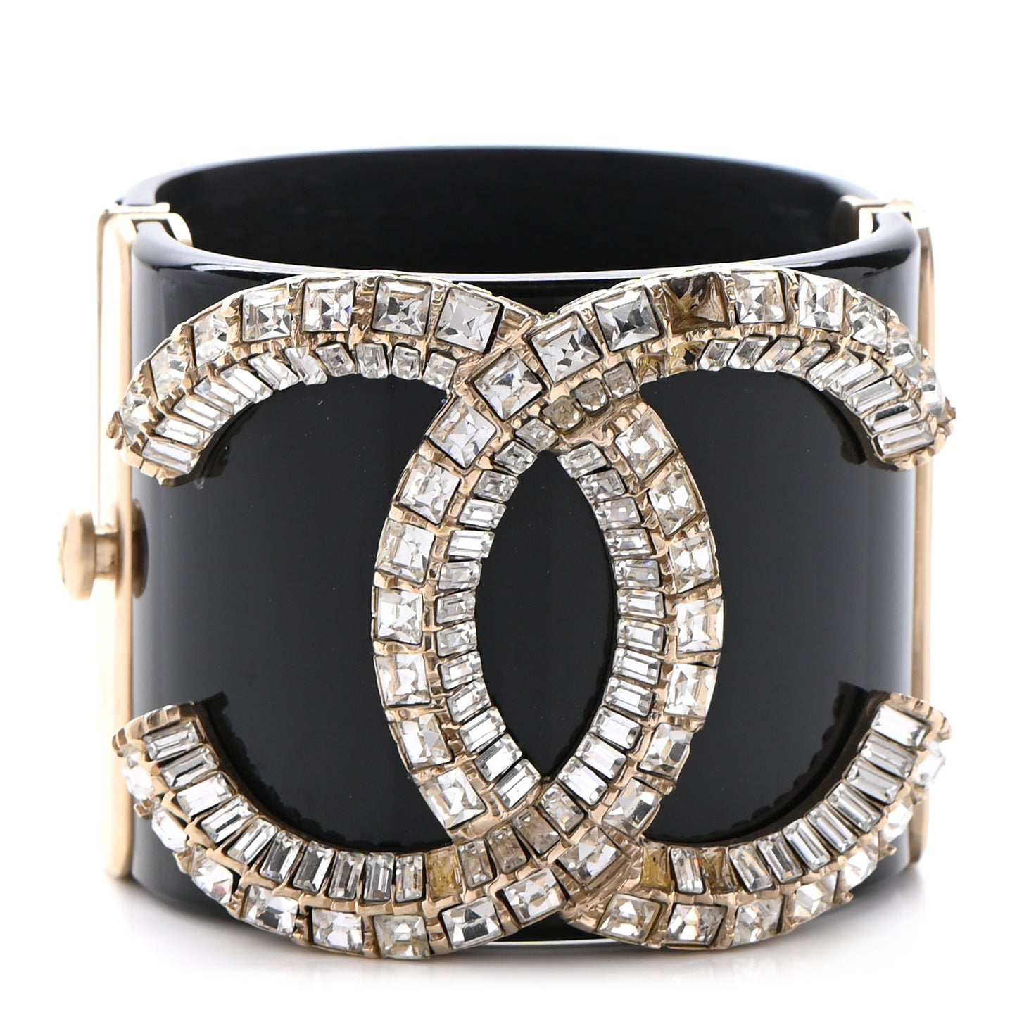 Resin Baguette Crystal CC Cuff Black