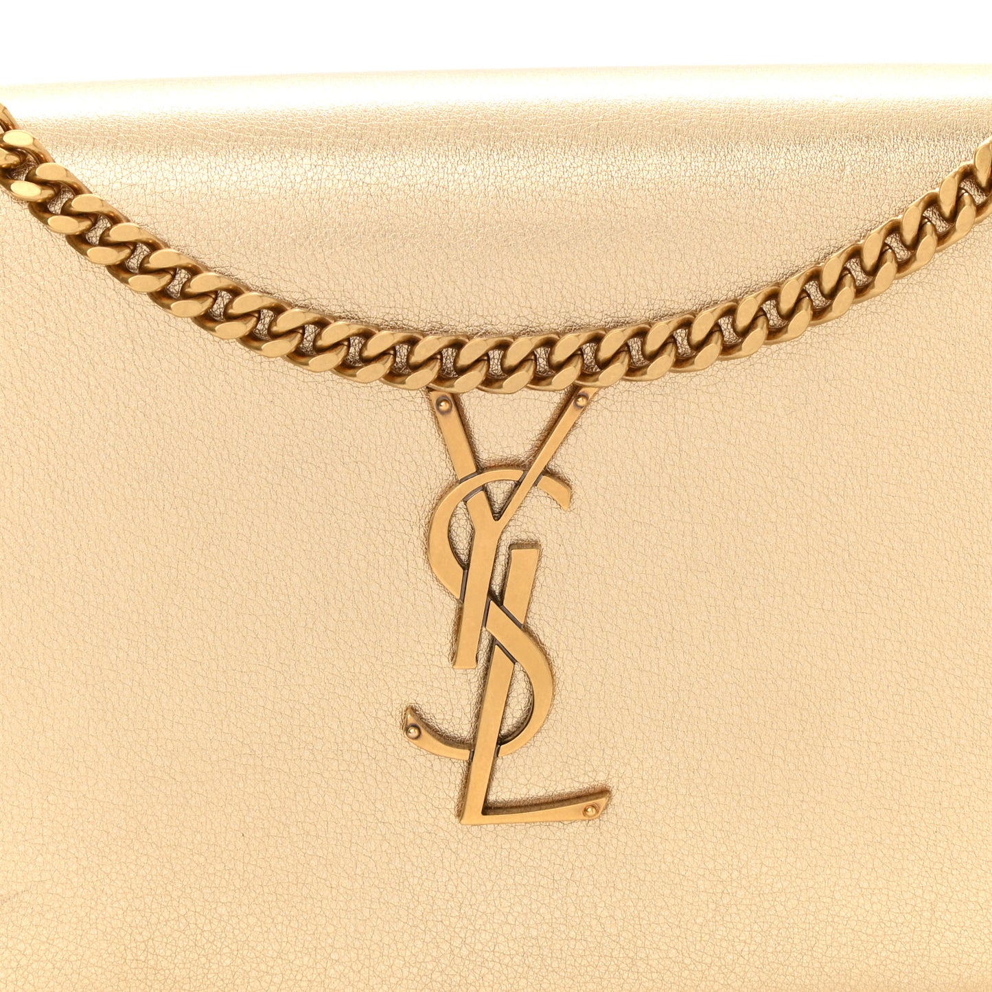 Metallic Calfskin Medium Classic Monogram Kate Satchel Gold