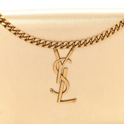 Saint Laurent Metallic Calfskin Medium Classic Monogram Kate Satchel Gold 8 of 10
