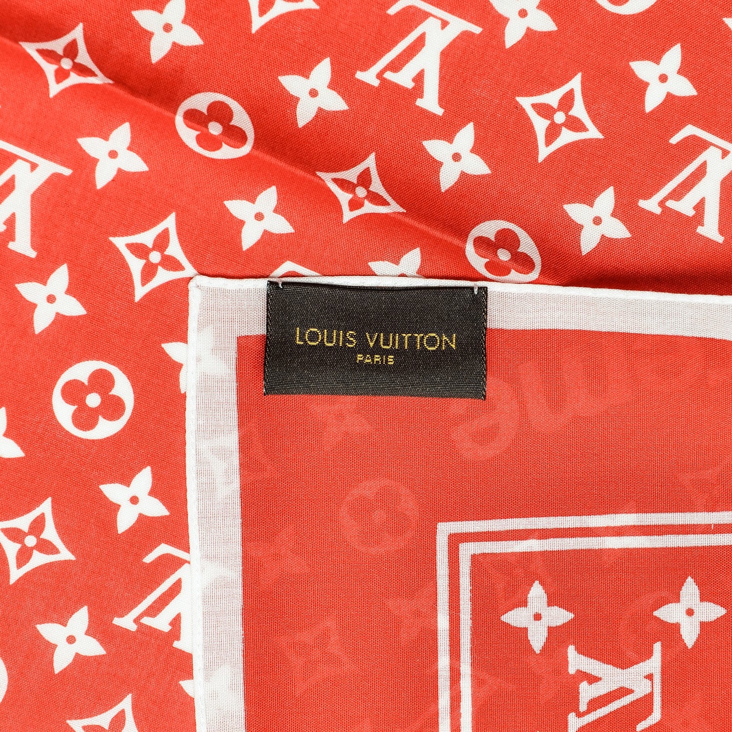 Louis Vuitton X SUPREME Cotton Monogram Bandana Scarf Red 193307