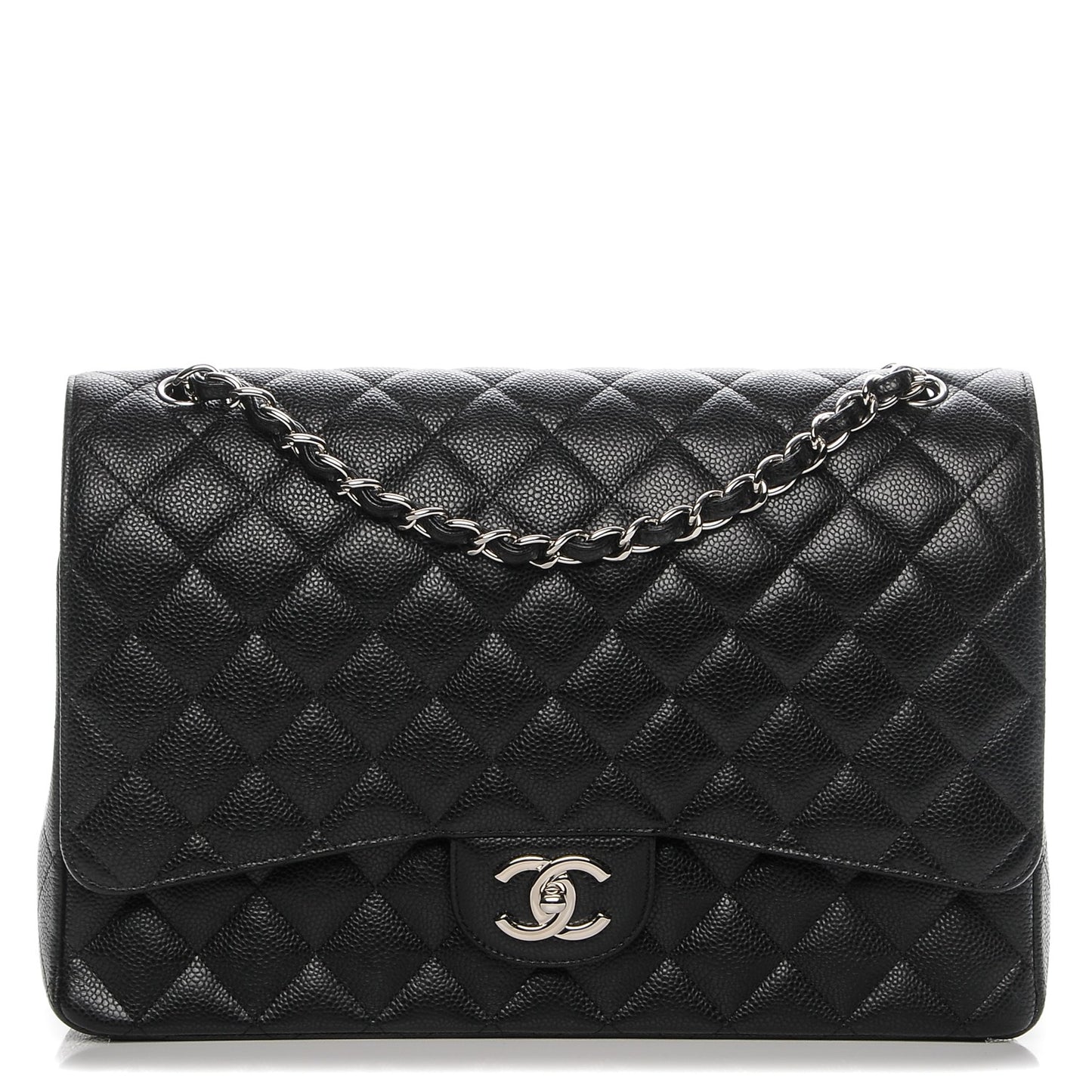 Caviar Quilted Maxi Double Flap Black