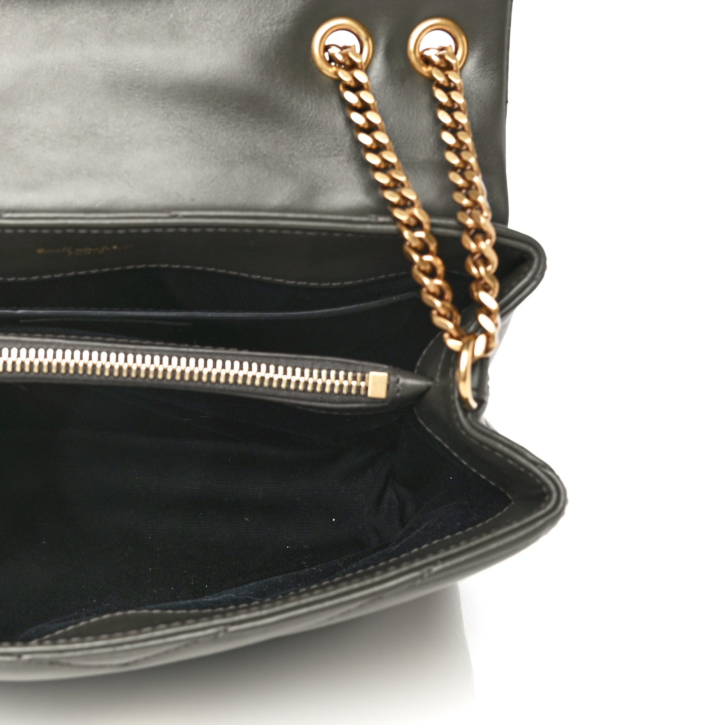 Calfskin Y Quilted Monogram Small Loulou Chain Satchel Pebble