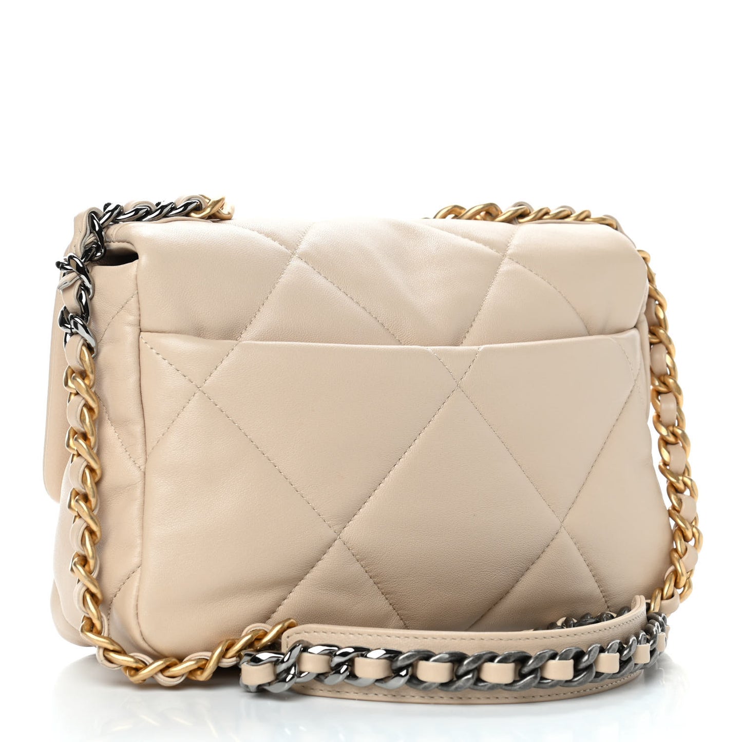 Goatskin Quilted Medium Chanel 19 Flap Beige