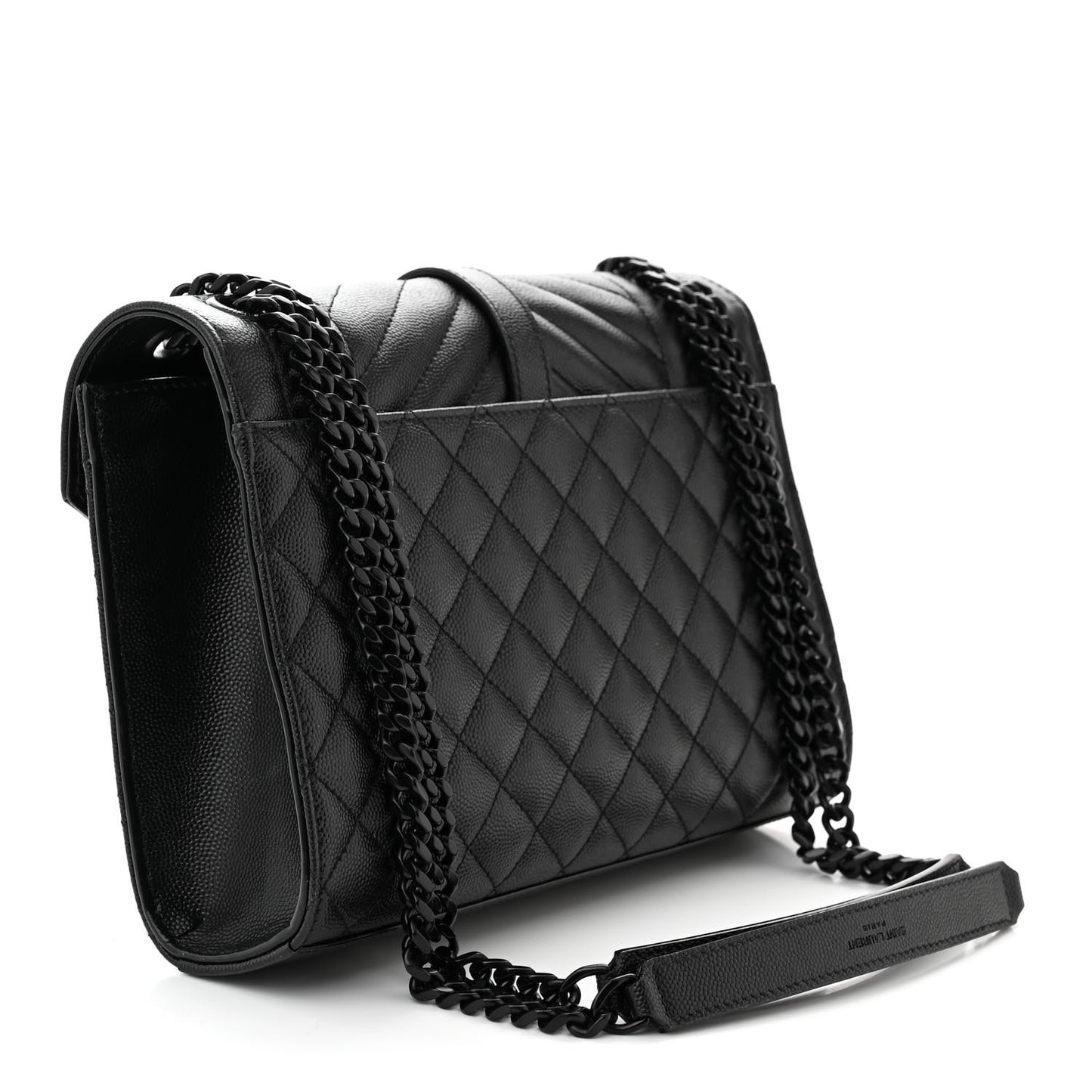Grain De Poudre Textured Mixed Matelasse Triquilt Medium Monogram Monochrome Satchel Black