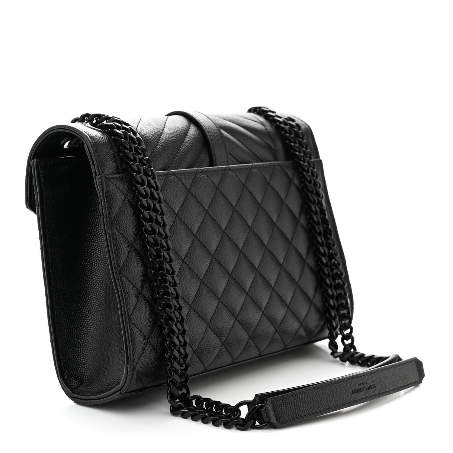 Saint Laurent Grain De Poudre Textured Mixed Matelasse Triquilt Medium Monogram Monochrome Satchel Black 3 of 10
