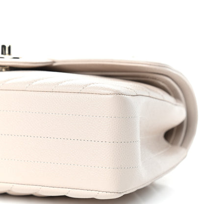 Chanel Caviar Chevron Quilted Small Double Flap Beige 9 of 11