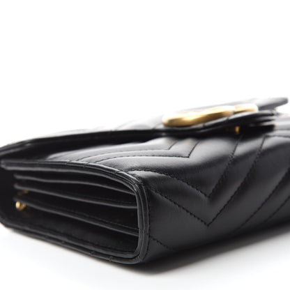 Gucci Calfskin Matelasse GG Marmont Chain Wallet Black 6 of 10