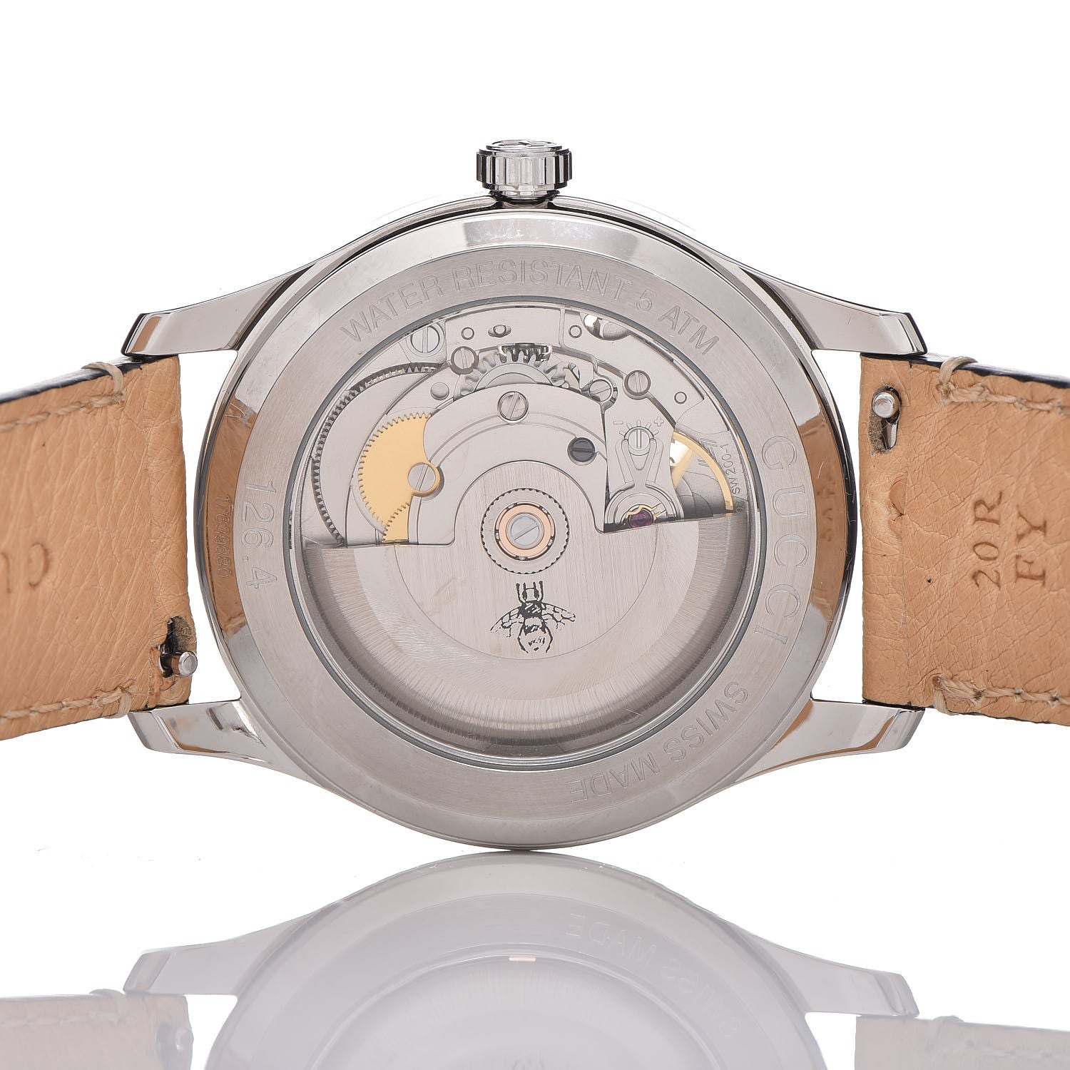 Gucci Stainless Steel Ostrich Mother of Pearl 38mm G-Timeless Cat Automatic Watch 7 of 8