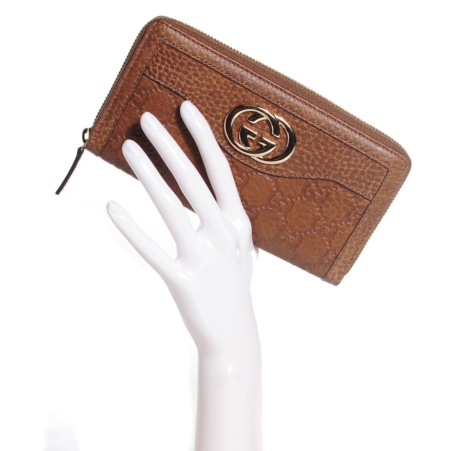 Guccissima Sukey Zip Around Wallet Brown