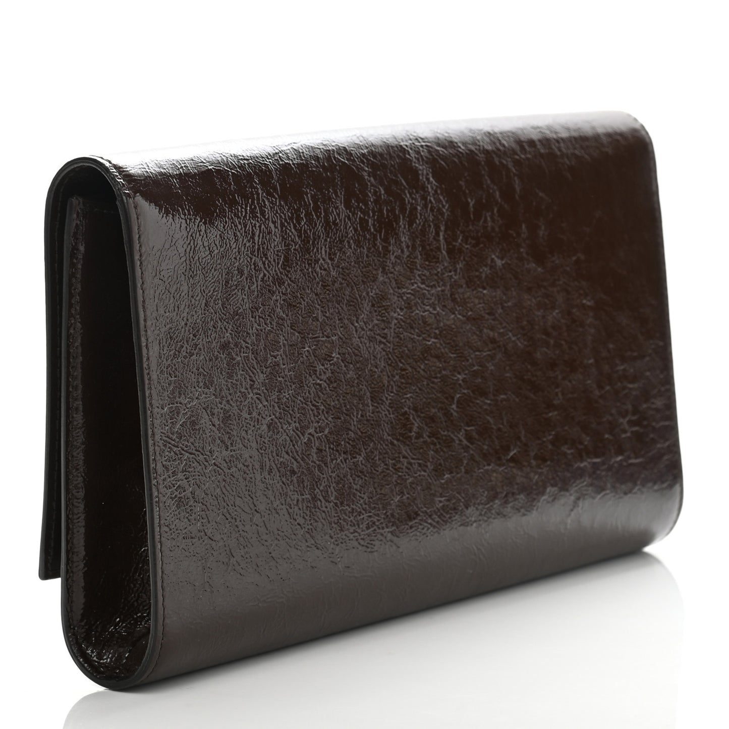 Textured Patent Monogram Large Belle De Jour Clutch Dark Brown