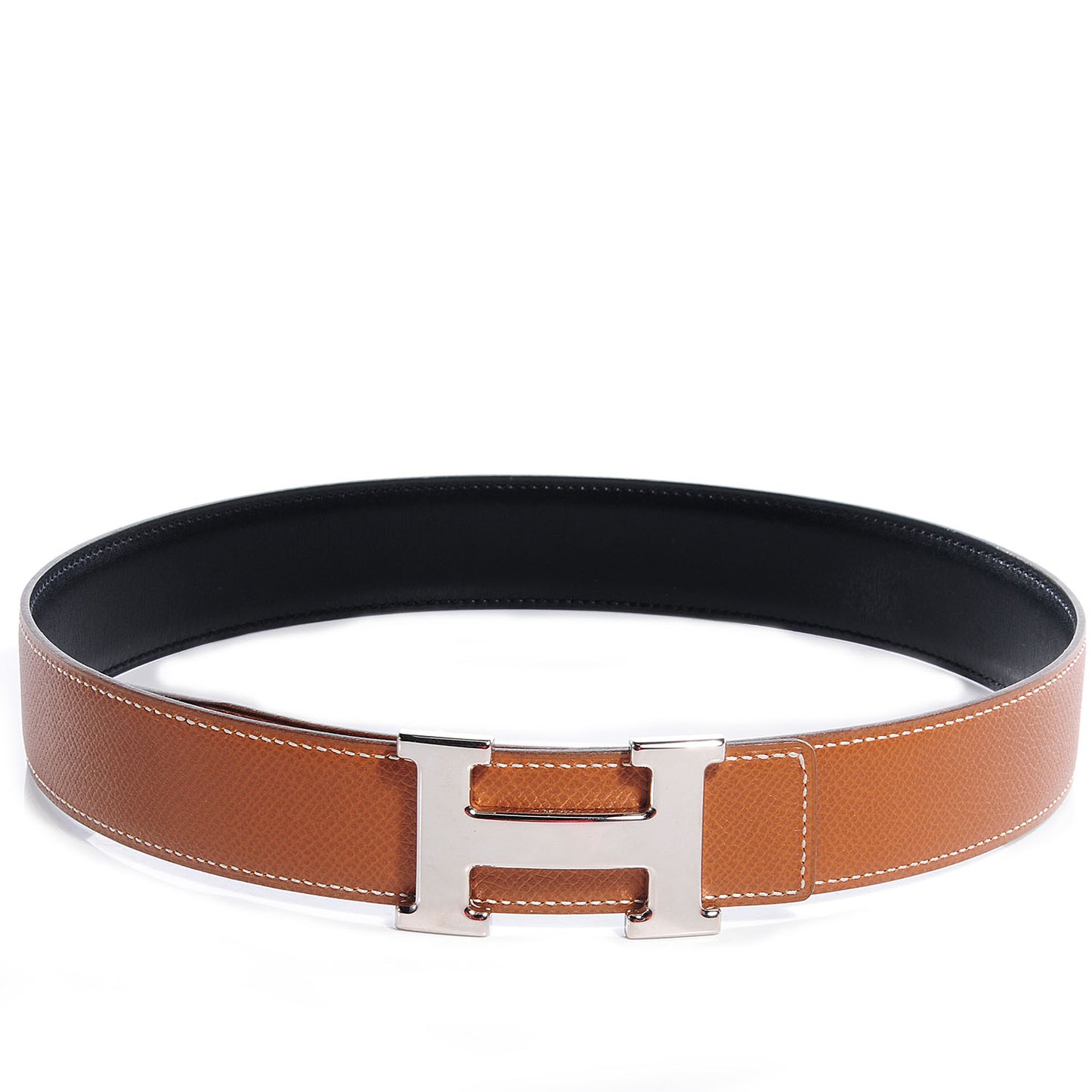 Box Courchevel Reversible Palladium Silver Constance 32mm H Belt Noir Gold 65