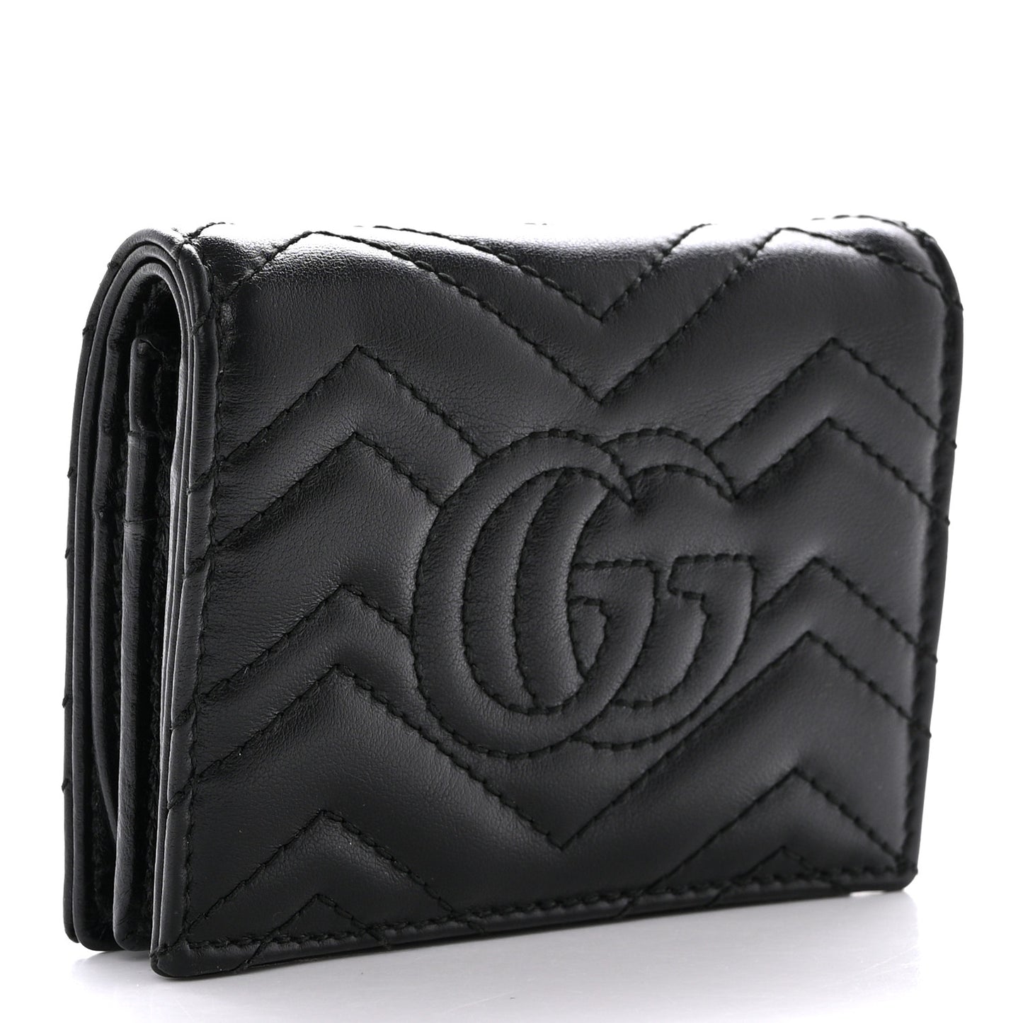 Calfskin Matelasse GG Marmont Card Case Wallet Black