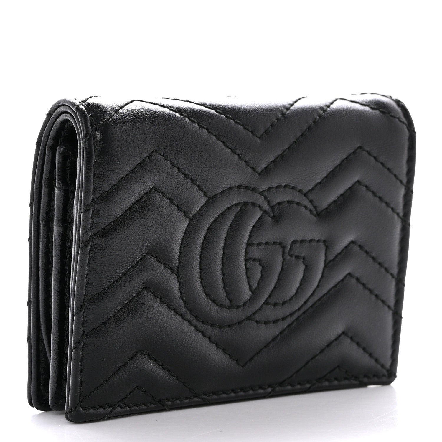 Gucci Calfskin Matelasse GG Marmont Card Case Wallet Black 3 of 10