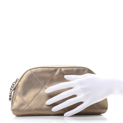 Chanel Metallic Coated Canvas Paris Biarritz Makeup Pouch Gold 2 of 9