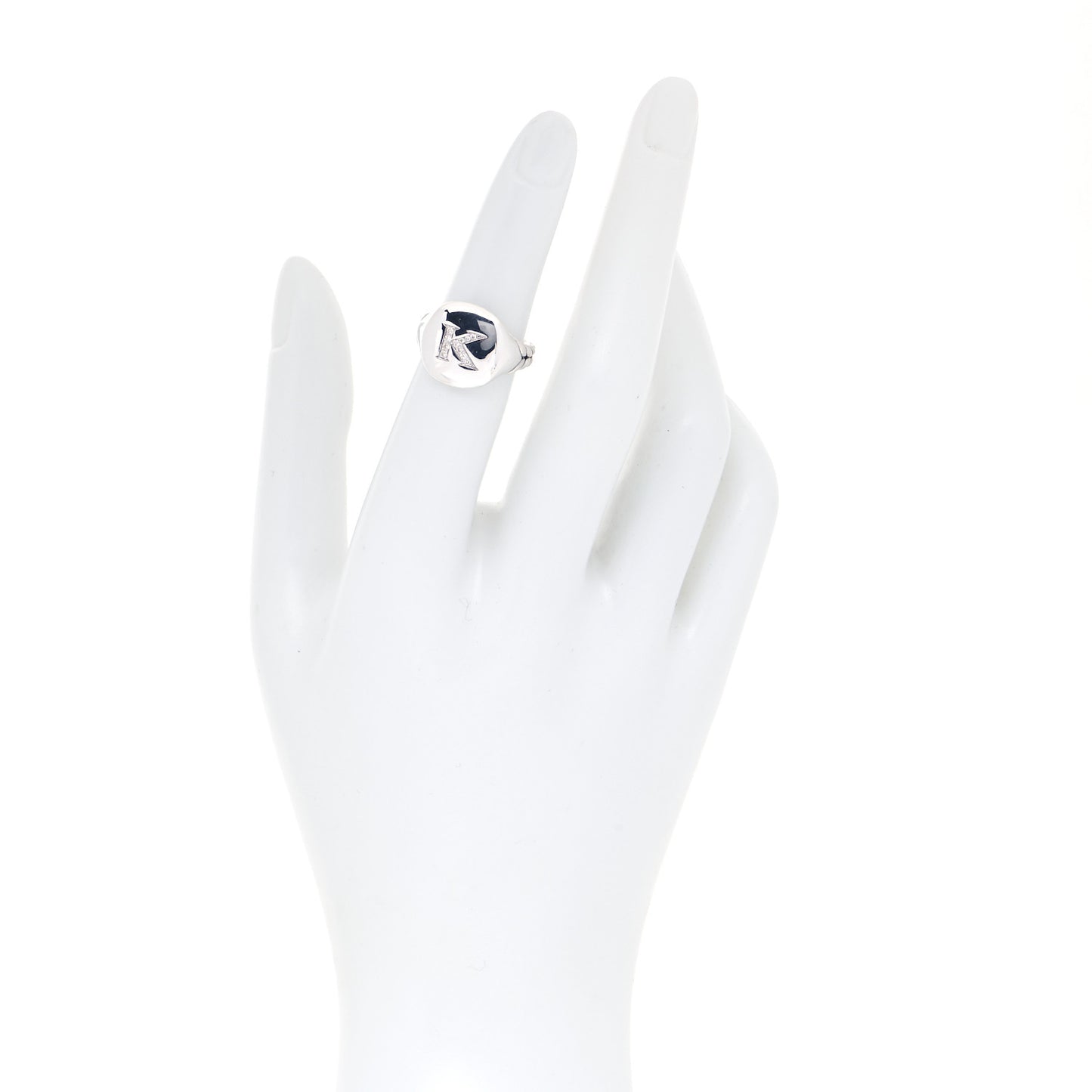 Sterling Silver Diamond 14mm Initial K Pinky Ring 48 4.5
