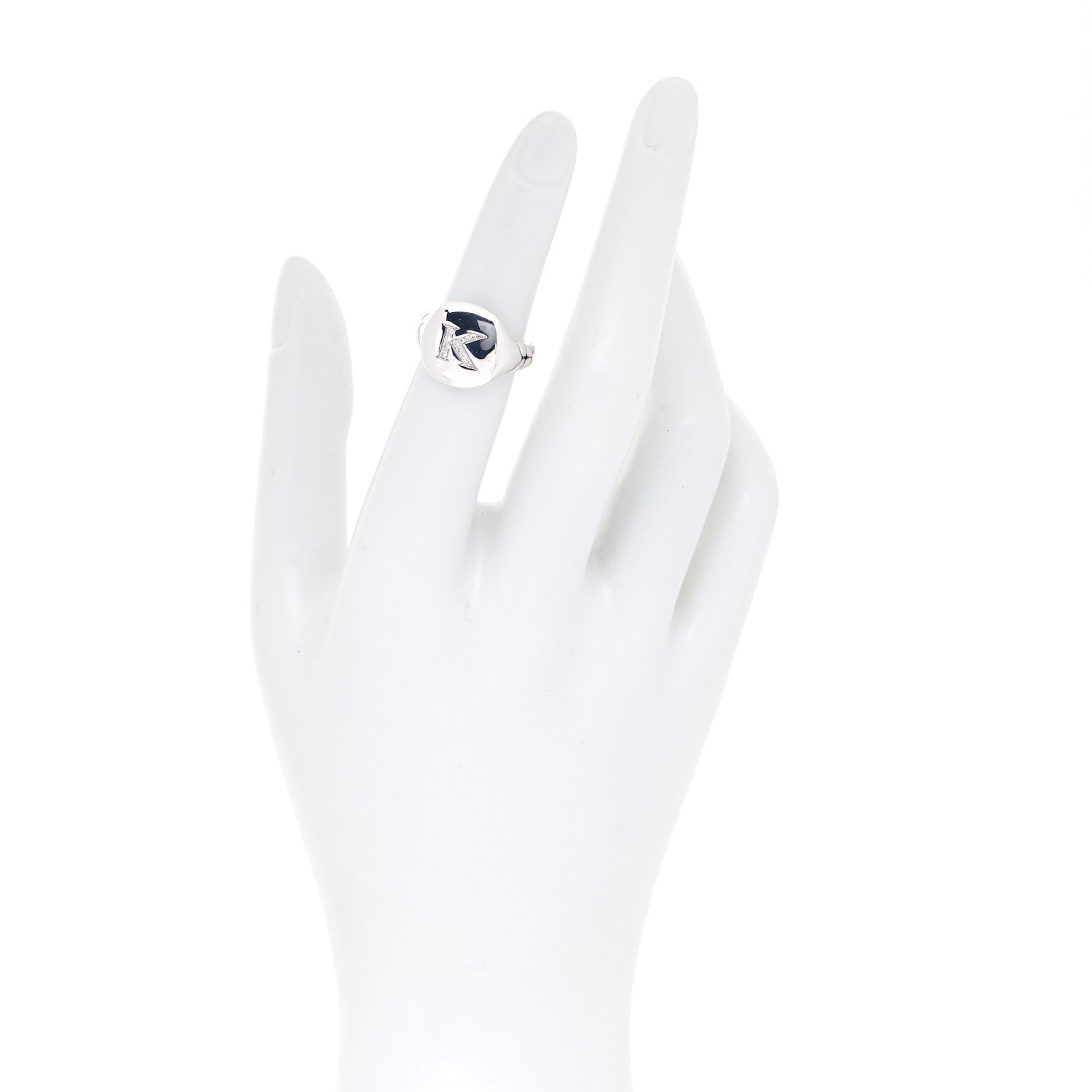David Yurman Sterling Silver Diamond 14mm Initial K Pinky Ring 48 4.5 4 of 10