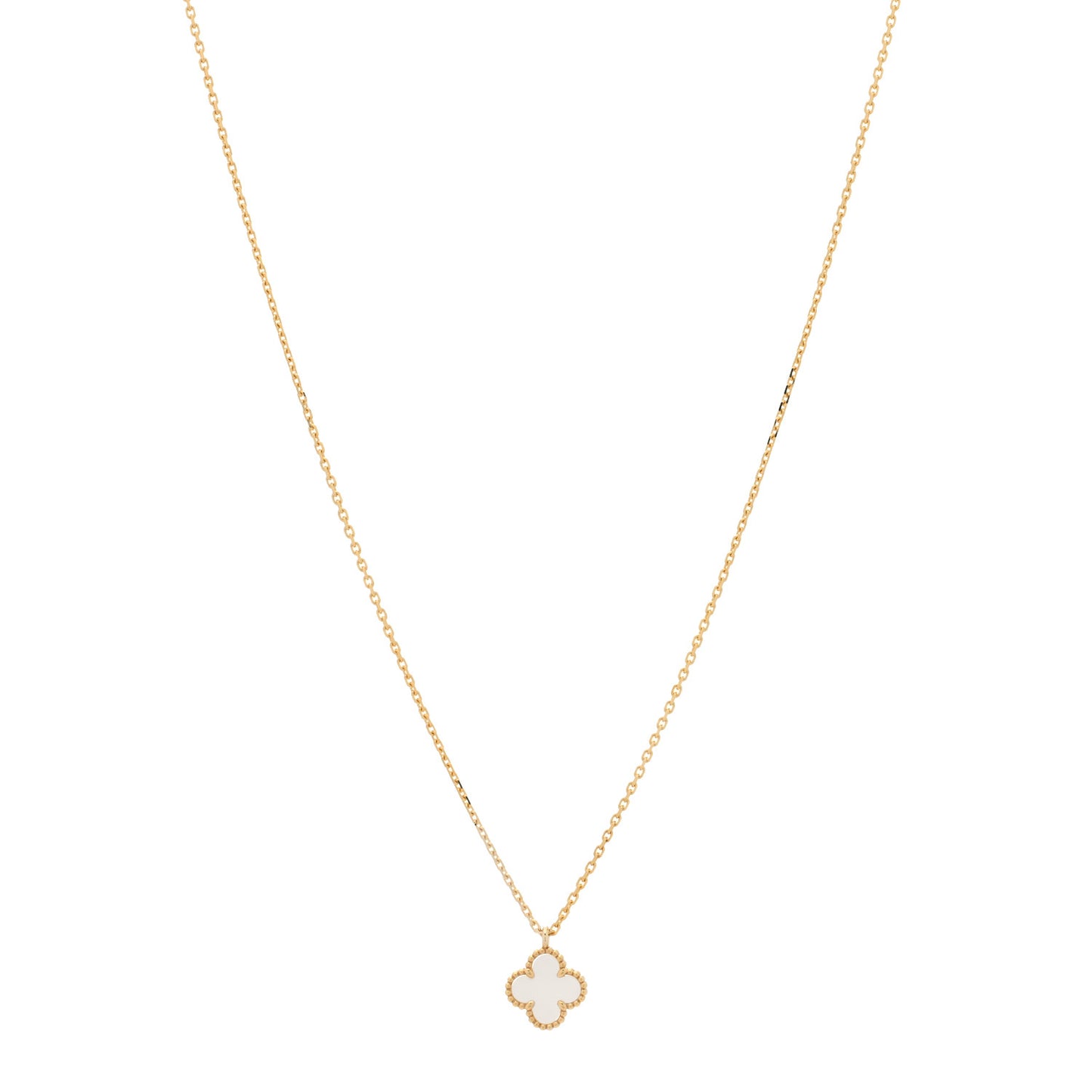 18K Yellow Gold Mother of Pearl Sweet Alhambra Pendant Necklace