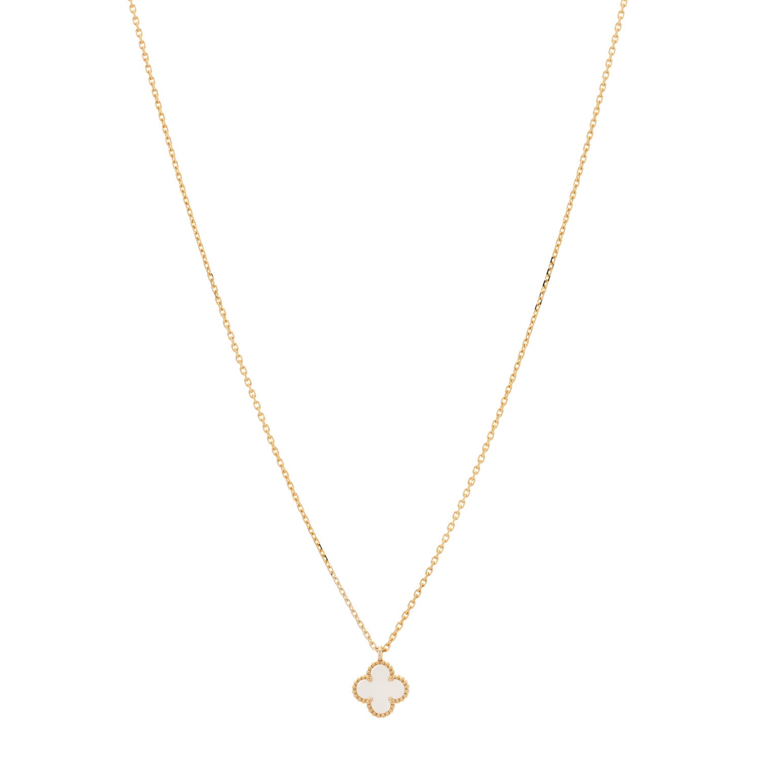 Van Cleef & Arpels 18K Yellow Gold Mother of Pearl Sweet Alhambra Pendant Necklace 1 of 6