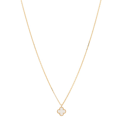 Van Cleef & Arpels 18K Yellow Gold Mother of Pearl Sweet Alhambra Pendant Necklace 1 of 6