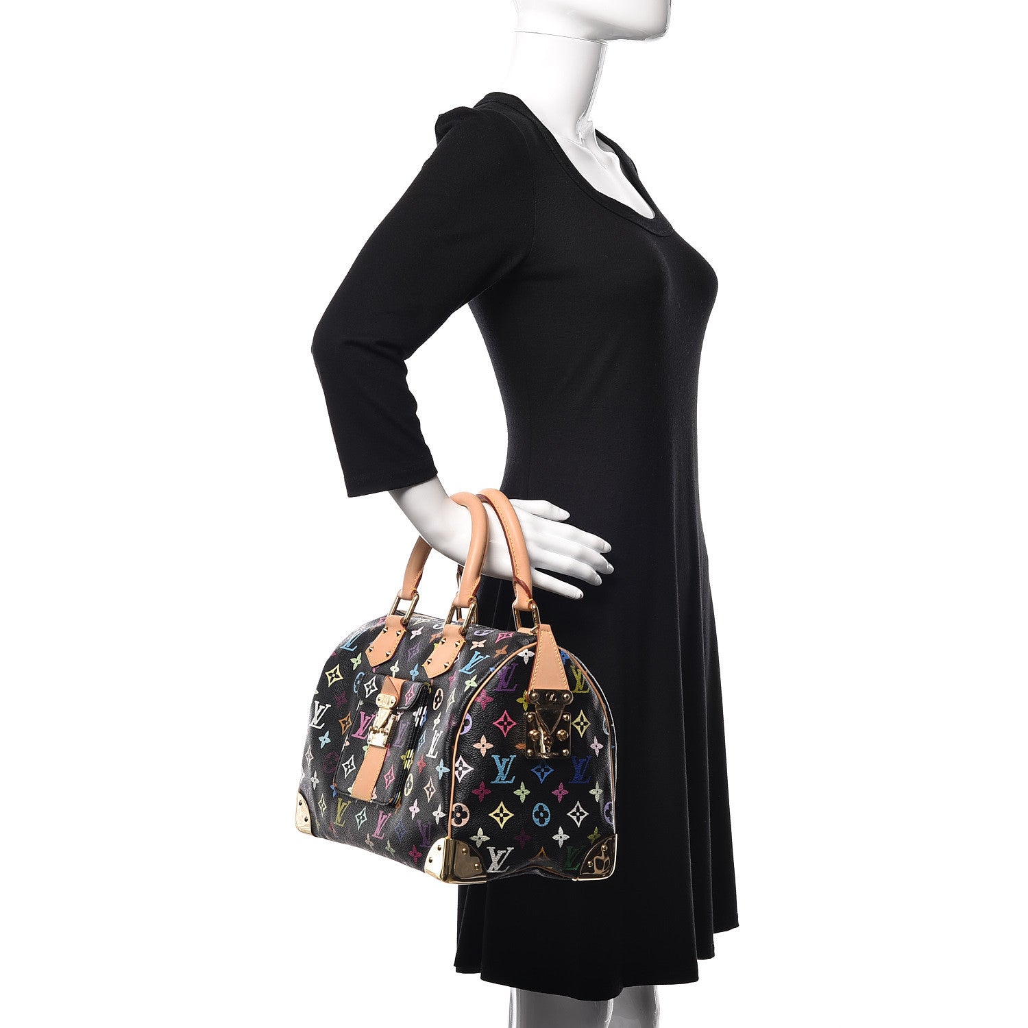 Louis Vuitton Monogram Multicolor Speedy 30 Black 2 of 9