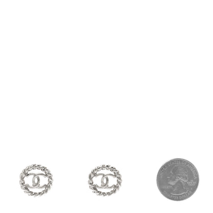 Chanel Twisted Round CC Earrings Silver 2 of 5
