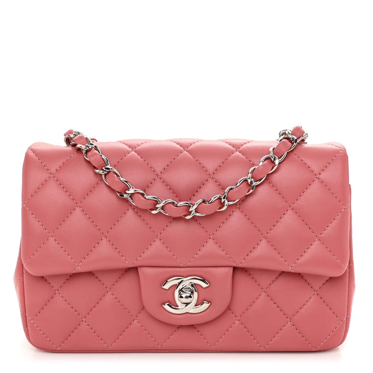 Chanel Lambskin Quilted Mini Rectangular Flap Pink 1 of 10