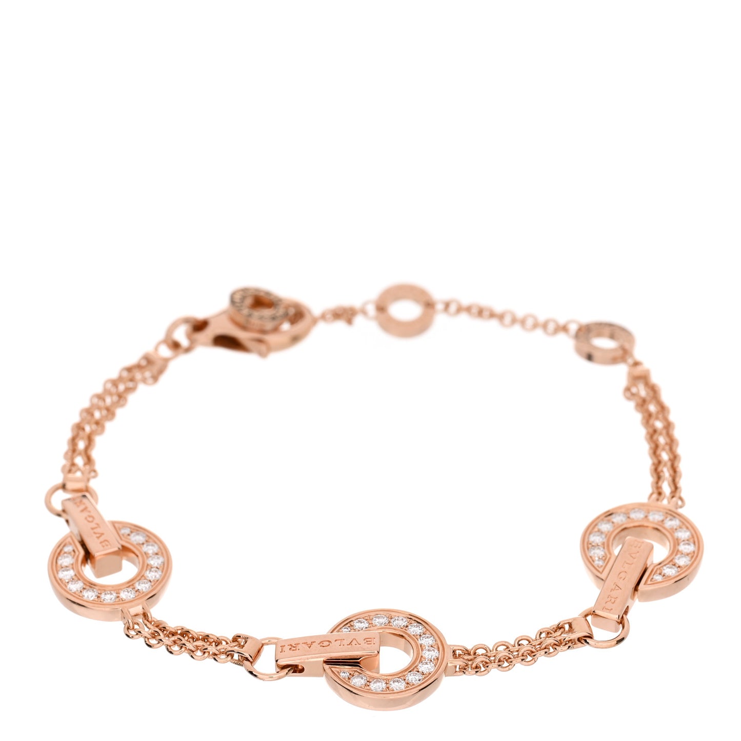 18K Rose Gold Diamond BVLGARI BVLGARI Openwork Bracelet SM