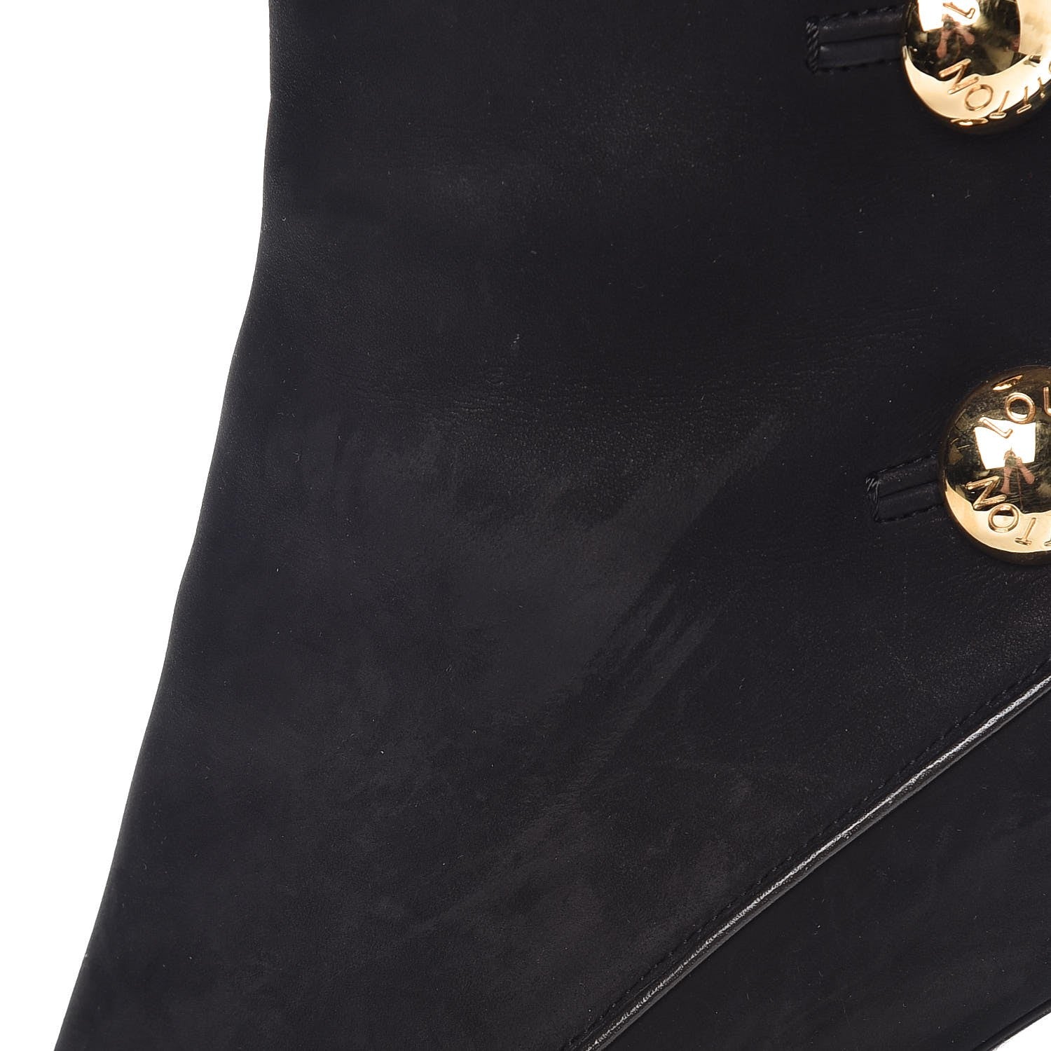Louis Vuitton Suede Peep Toe Ankle Boots 37 Black 10 of 23